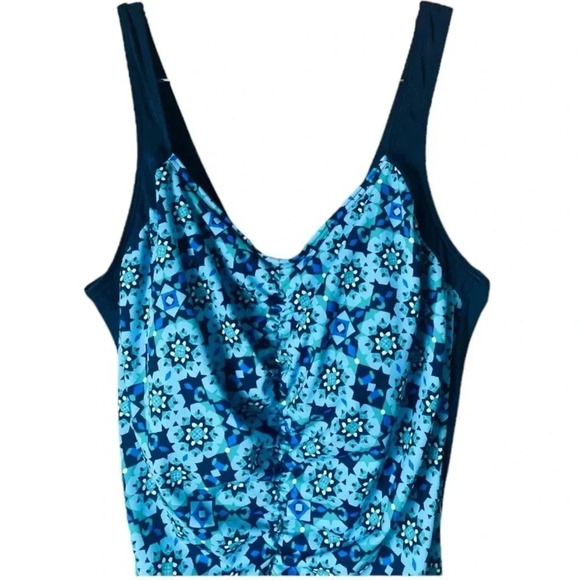 GABAR |Women’s Mixed Floral Print Shirred Front One Piece Swimsuit Plus Size 22W - Picture 3 of 8